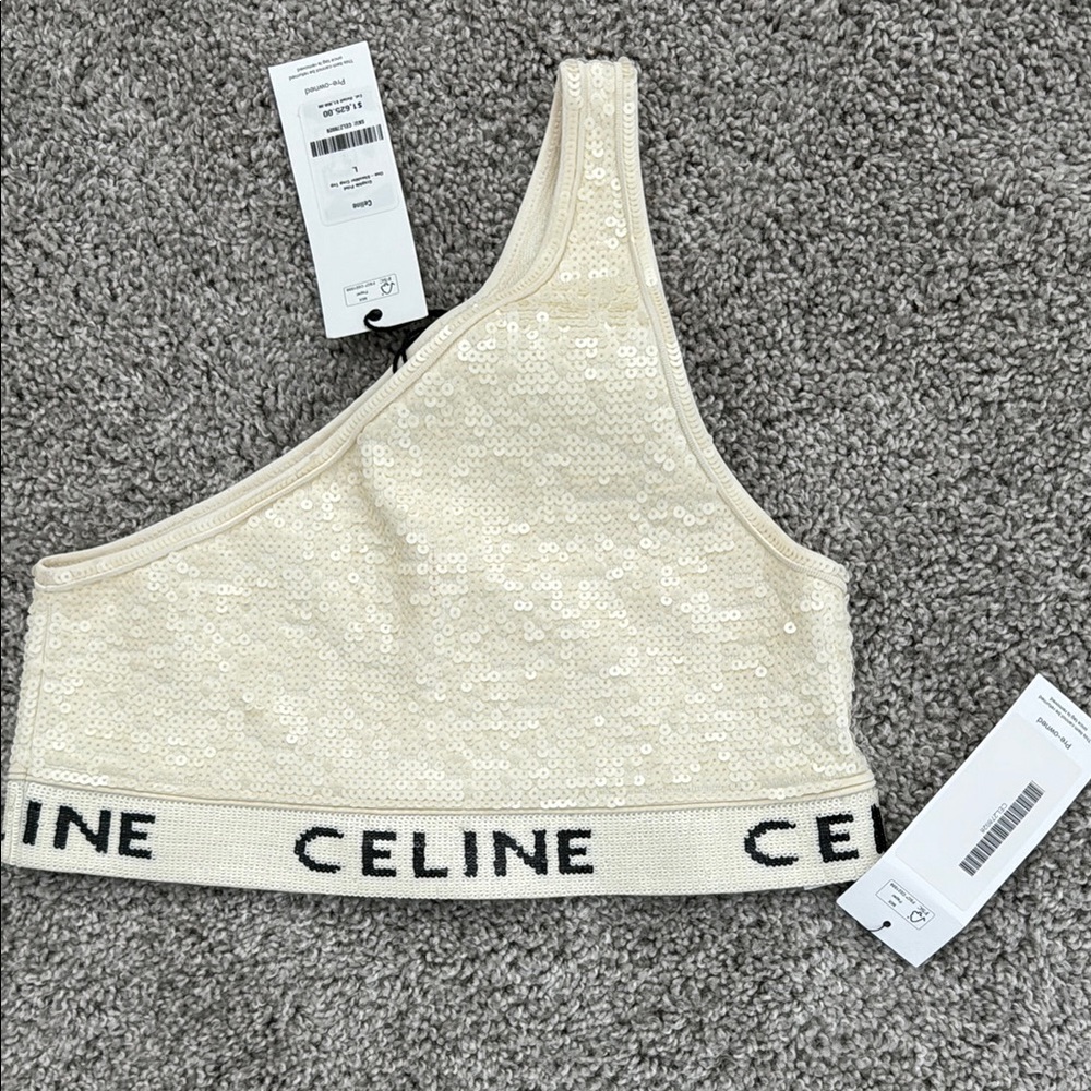 Celine Ivory Sequin Asymmetrical Bralette
